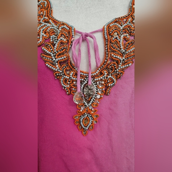 BOSTON PROPER Beaded Ombre Tunic In Pink Multi. Size Small - Picture 9 of 16